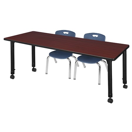 Regency Tables > Height Adjustable > Rectangular Mobile Table & Chair Sets, 60 W, 30 L, 23-34 H, Mahogany MT6030MHAPCBK45NV